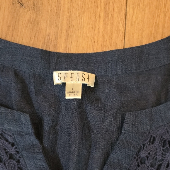 Spense Blue Tie Front Relaxed Blouse - Picture 2 of 5